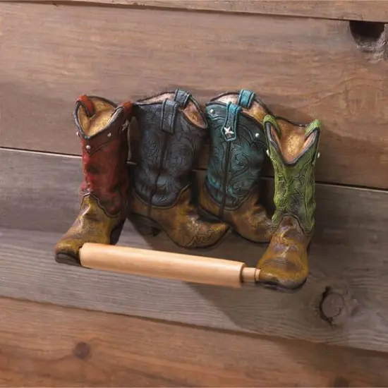 8.5" Cowboy Boots Toilet Paper Holder {4}