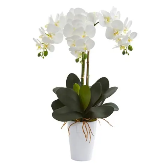 24" Phalaenopsis Orchid Artificial Arrangement in White Vase {1}