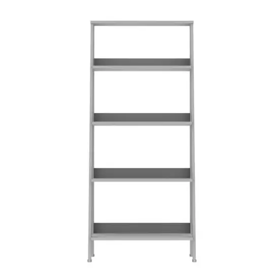 Walker Edison 55" Gray Modern Ladder Bookshelf {6}