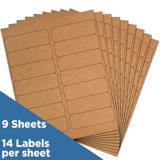 JAM Paper 1.3" x 4" Address Labels, 126ct. Brown Kraft {6}