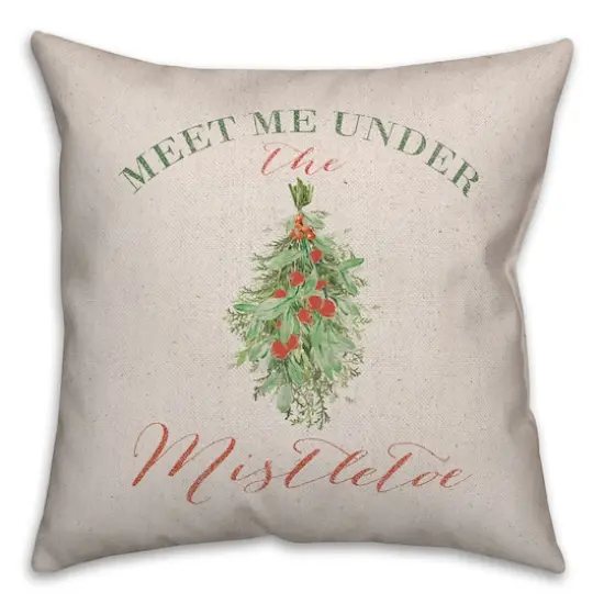 Meet Under Mistletoe 18x18 Throw Pillow {3}