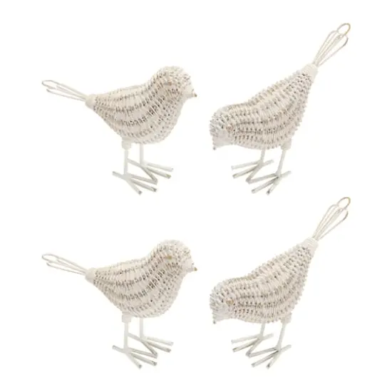 Faux Wicker Bird Figurines Set {1}