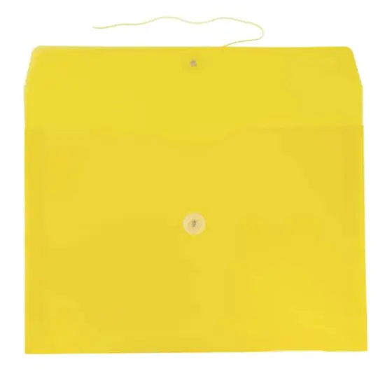 JAM Paper Letter Booklet Plastic Envelopes with Button & String Tie Closure, 12ct. Yellow {4}