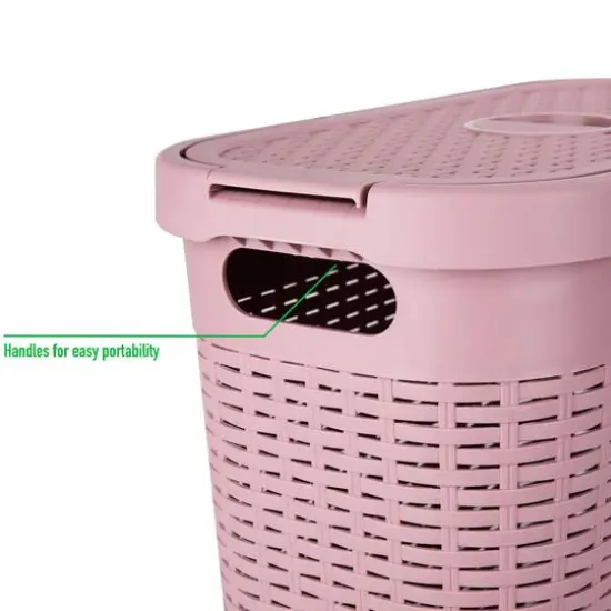 Mind Reader 23.5'' Slim Laundry Hamper with Cutout Handles Pink {7}