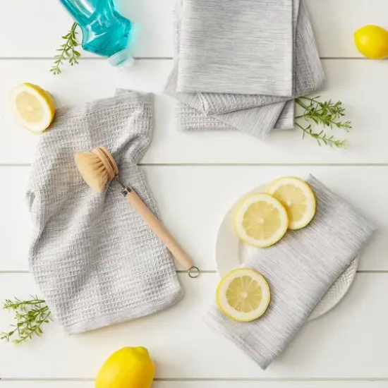 DII&reg; Recycled Cotton Dishcloth Set Light Gray {6}