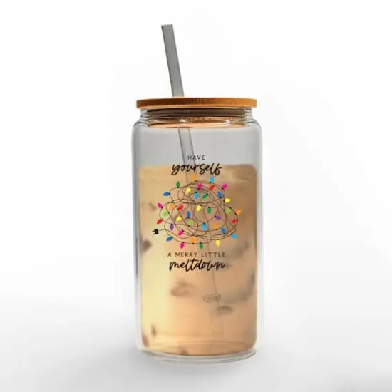 16oz. A Merry Little Meltdown Glass Can Tumbler {3}
