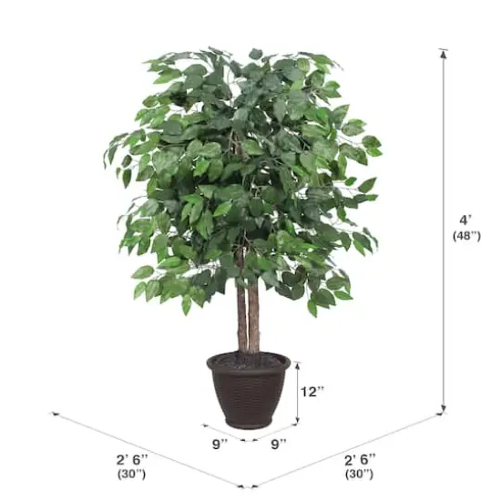 4ft. Artificial Ficus Bush with Brown Plastic Container {5}