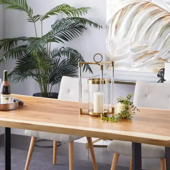 Gold Stainless Steel Contemporary Lantern, 18" x 11" x 11" {9}