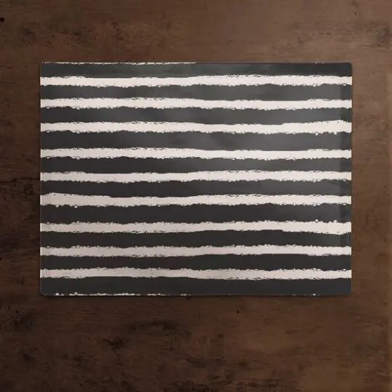 Stripes Cotton Twill Placemat Black/Pink {3}