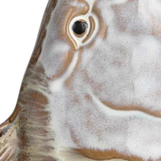 Hello Honey&reg; 11.75" White & Tan Reactive Glaze Stoneware Fish Shaped Wall Vase {10}