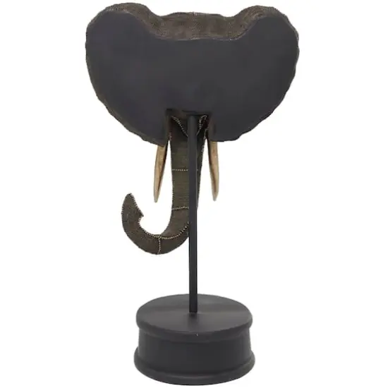 27" Black Polystone Elephant Sculpture {7}