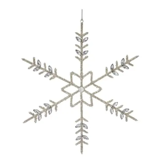 6ct. Jeweled Silver Metal & Glass Snowflake Ornaments {4}