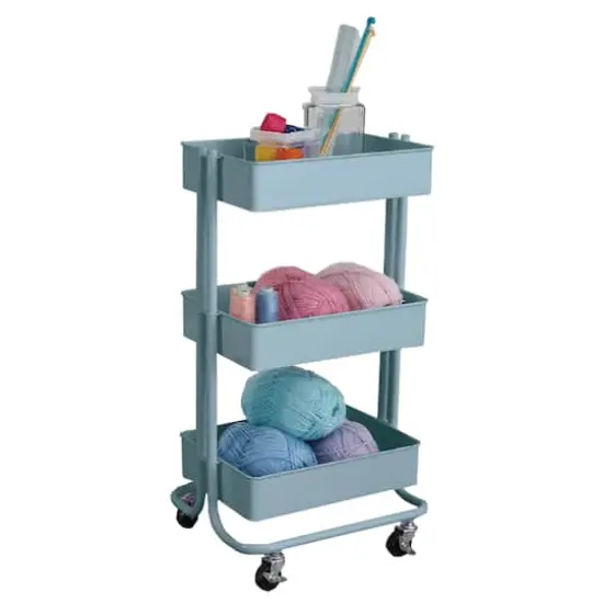 Lexington 3-Tier Rolling Cart by Simply Tidy&reg; Dusty Blue {5}