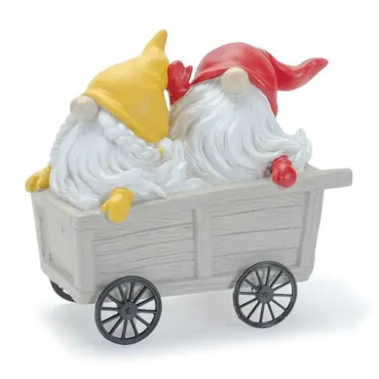Whimsical Garden Gnomes Riding a Scooter & Wheelbarrow Figurines Set {4}