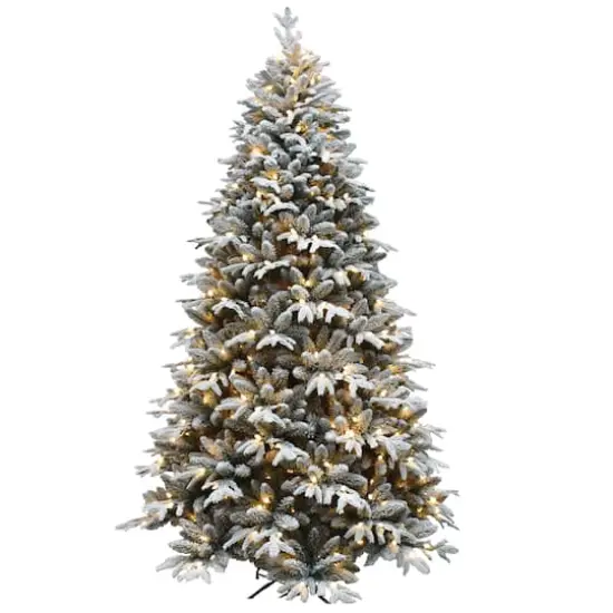 7.5ft. Pre-Lit Flocked Artificial Christmas Tree, Multicolor Lights {1}