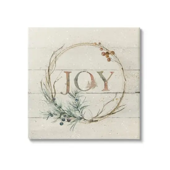 Stupell Industries Seasonal Winter Joy Wreath Canvas Wall Art {1}