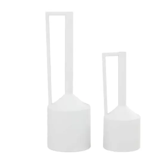 CosmoLiving by Cosmopolitan White Metal Vase with Handles Set of 2 22", 16" {3}