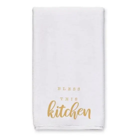 Bless This Kitchen Tea Towel Set Gold {3}