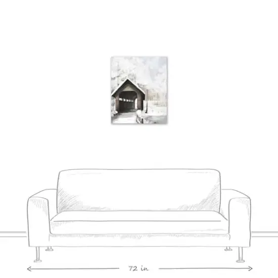 Covered Bridge In Winter 20x24 Canvas Wall Art {6}