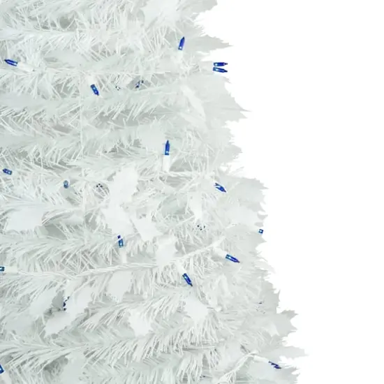 6ft. Pre-Lit White Tinsel Pop-Up Artificial Christmas Tree, Blue Lights {5}