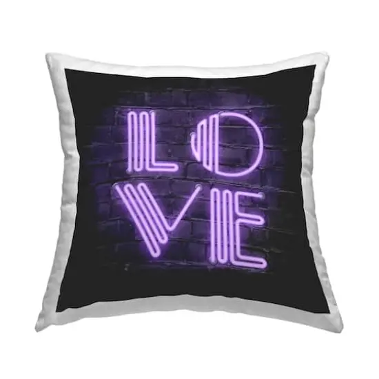Stupell Industries Purple Neon Love Word Urban Design Throw Pillow, 18" x 18" {1}