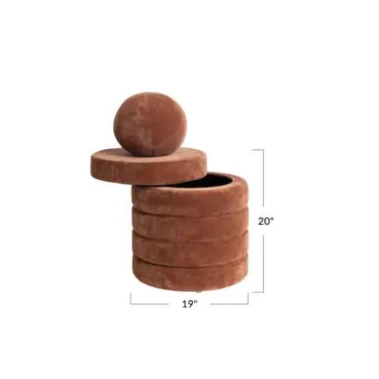 Hello Honey&reg; Brown Vintage Cotton Velvet Storage Foot Stool with Pillow {1}