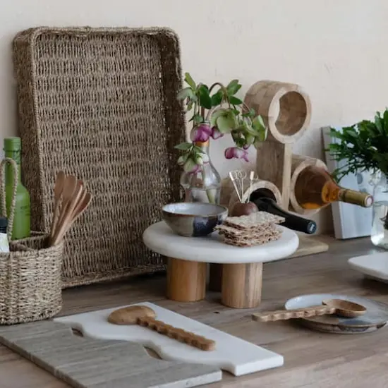 Hello Honey&reg; 15.25" Natural Mango Wood Circular Wine Rack {5}