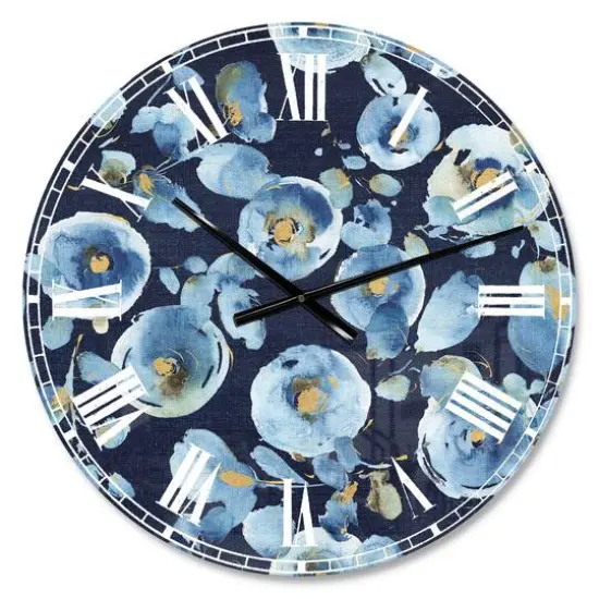 Designart 'Indigold Metallic Flower Pattern Traditional Wall Clock {1}