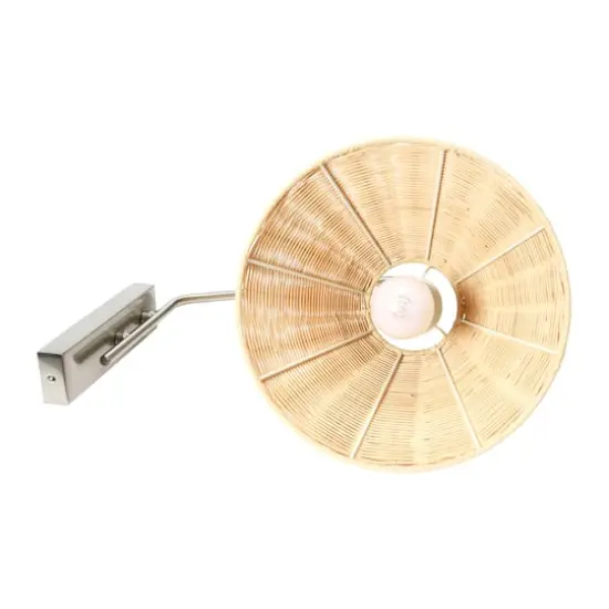 Hello Honey&reg; Rattan & Metal Wall Sconce Satin Nickel {9}