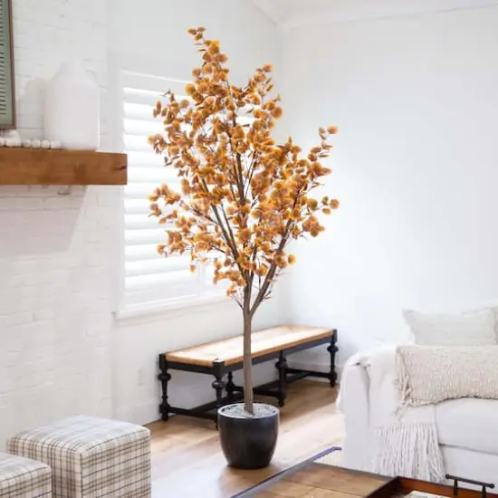 8ft. Potted Artificial Autumn Eucalyptus Tree {3}