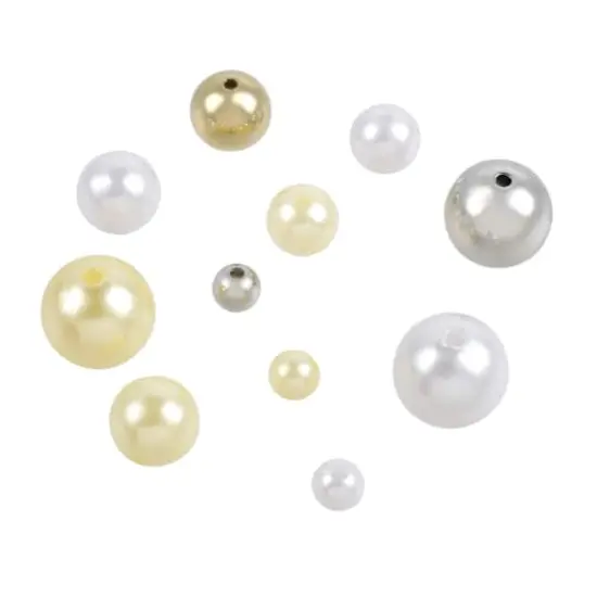 White, Cream & Gold Pearl Plastic Mix Craft Beads by Bead Landing&reg; {3}