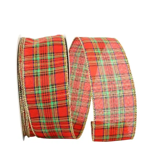 JAM Paper 2.5" x 50yd. Wired Jerome Plaid Ribbon {1}