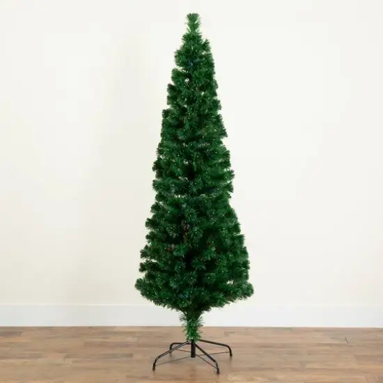 6ft. Fiber Optic Multicolor LED Lights Slim Pine Artificial Christmas Tree {10}