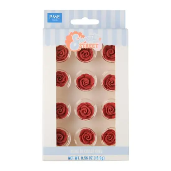 PME Cake Sweet Street&reg; Rose Icing Decorations, 12ct. Red {1}