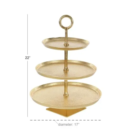 Gold Aluminum Glam 3-Tier Tray Stand {5}