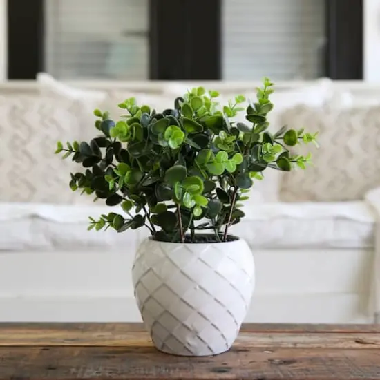 11" Artificial Boxwood Plant with Decorative Planter {4}