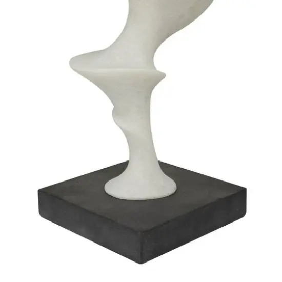 20" White Polystone Abstract Sculpture with Black Base {6}