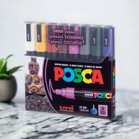 Uni POSCA PC-5M 8-Color Medium Tip Dark Paint Marker Set {1}