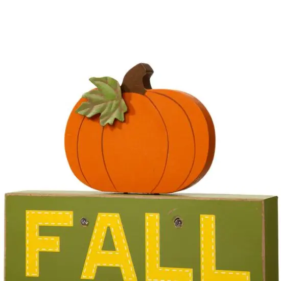 Glitzhome&reg; 12" LED Lighted Fall Wooden Block Word Sign {7}