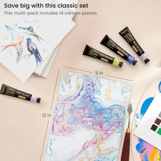 Arteza&reg; 9" x 12" White Canvas Panels, 14ct. {6}