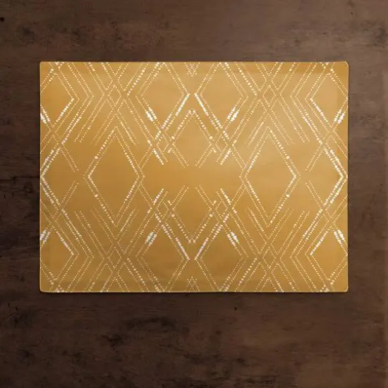Diamond Cotton Twill Placemat Gold/White {3}