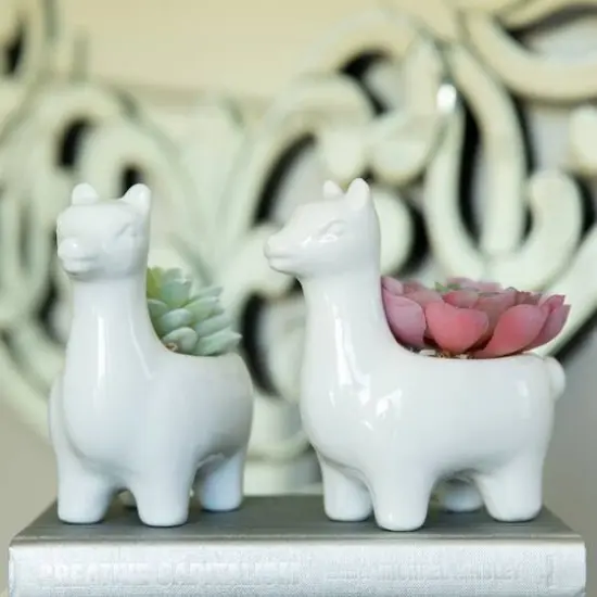 Flora Bunda 5" White Empty Ceramic Llama Set {4}
