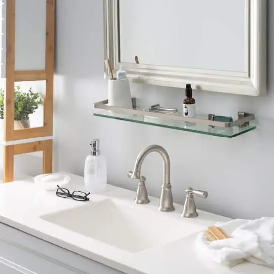 Organize It All Nickel Glass Shelf with Rail  {4}