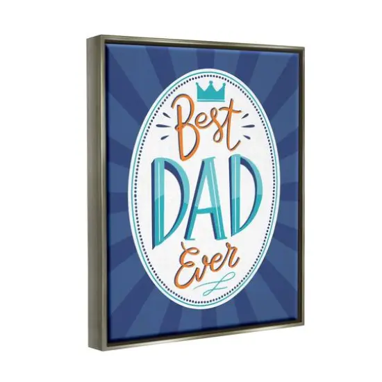 Stupell Industries Best Dad Ever Striped Phrase Floater Framed Art Gray {4}