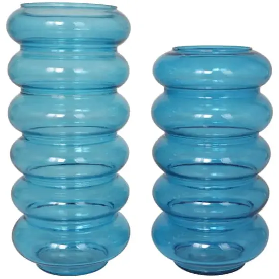 Blue Bubble Glass Vase Set {5}