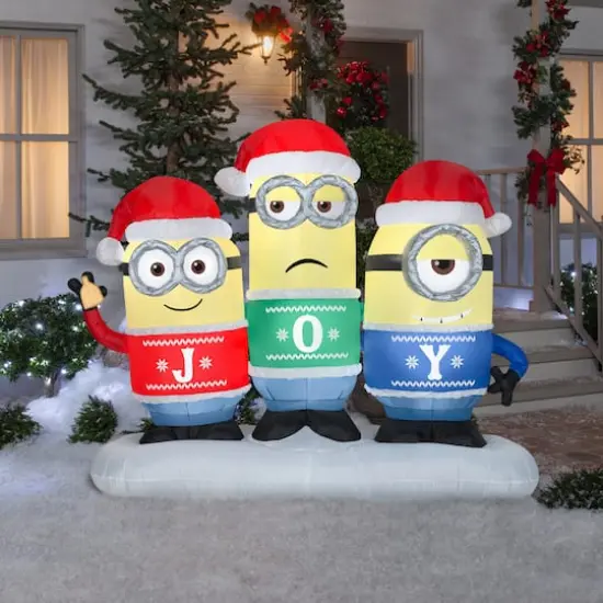5ft. Airblown&reg; Inflatable Christmas Minion Joy Collection Scene {3}