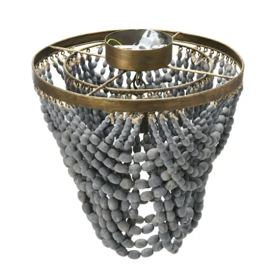 Hello Honey® 2-Tier Draped Wood Bead Semi-Flush Mount Ceiling Light Light Gray {8}