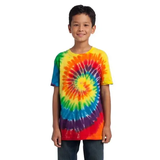 Port & Company&reg; Youth Tie-Dye T-Shirt Rainbow {4}