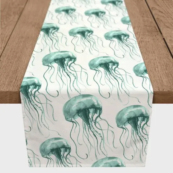 Jellyfish Outdoor Table Runner Teal {4}