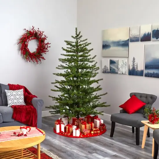 7ft. Pre-Lit Vancouver Mountain Pine Artificial Christmas Tree with Clear Lights {8}